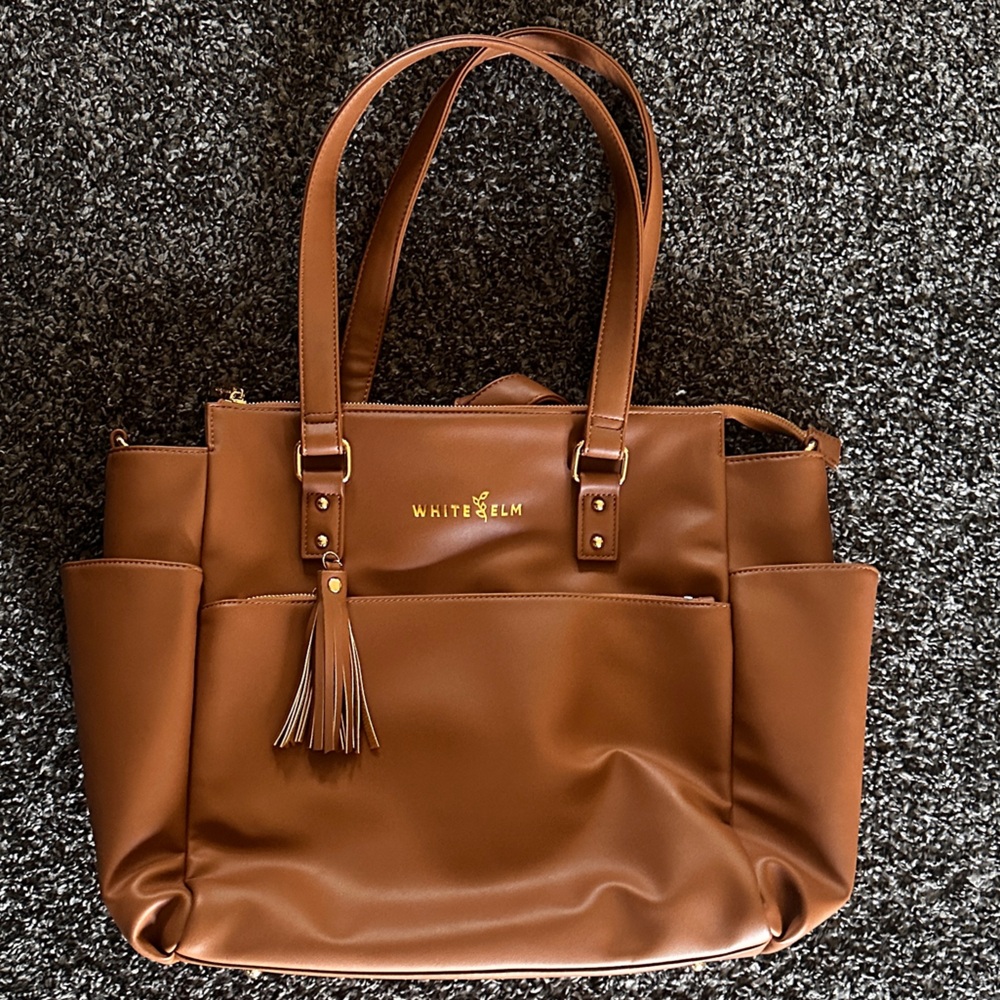White Elm Gemini Tote Crossbody Backpack Laptop Bag Caramel Full Size Gemini